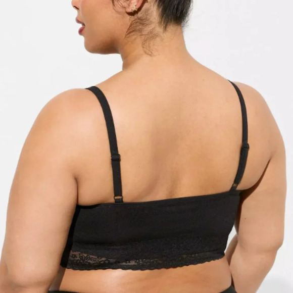 Torrid Curve Lightly Lined Black Seamless Lace Band Bralette Size 2 - Picture 2 of 7